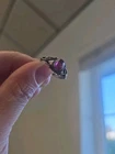 Vintage Sterling Silver 925 Purple Cabochon Ring Size 6.75 Openwork Band