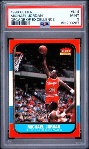 1996 FLEER ULTRA DECADE OF EXCELLENCE #U-4 MICHAEL JORDAN PSA 9