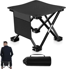 Folding Camping Footrest, 13-Inch Camping Stool with Carrying Pouch and Side Poc