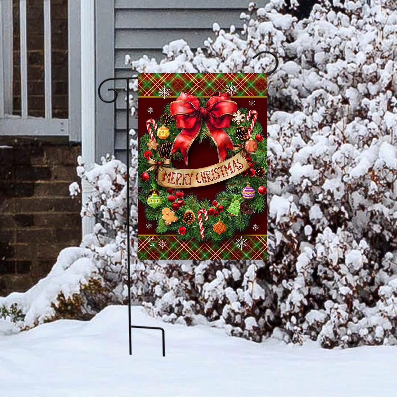 Briarwood Lane Adorned Wreath Garden Flag