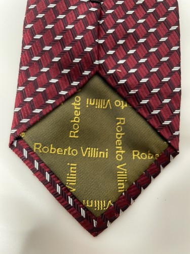 Cravatta collo Roberto Villini Collezione 100% seta righe rosse 58” X 3,75” - Foto 9 di 9