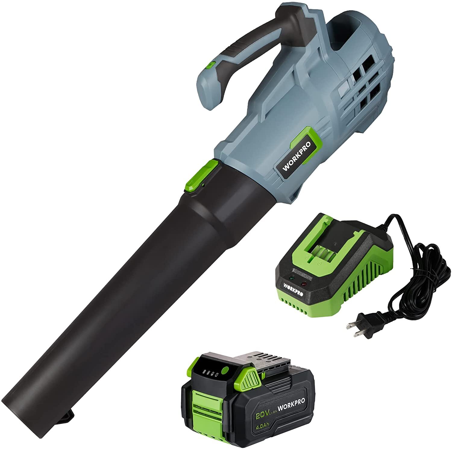 WORKPRO 20V Cordless Leaf Blower w/5 Adjustable Speeds 4.0Ah Battery&Charger