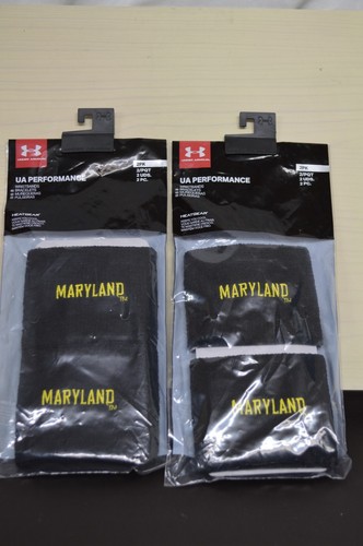 NEW Maryland Terps UNDER ARMOUR Wristbands Lot of 2 Packs (4 sweatbands) - Picture 2 of 6