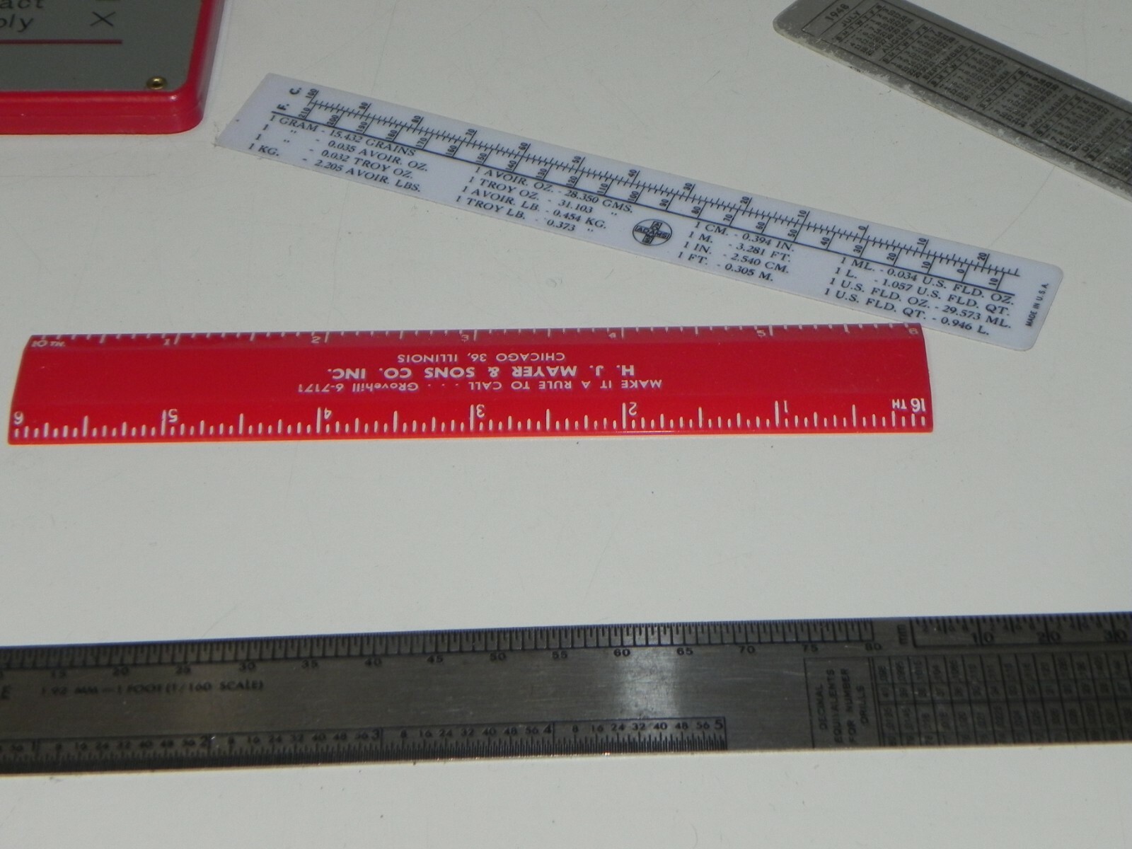 Vintage 9 Rulers, ARISTO Slide Ruler#89 and Clipper protractors, Magic ...