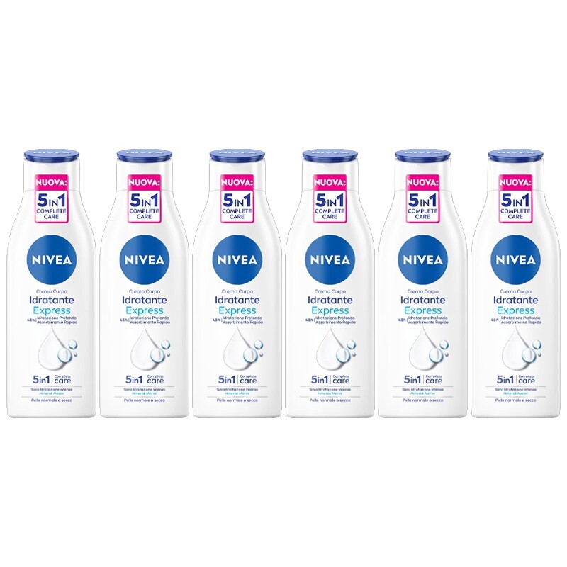 Set 6 Nivea Express Hydration 250ml - Cura Corpo 5in1 Pelle Normale