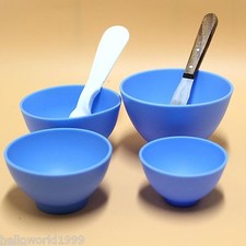 2Pc Dental Spatulas + 4X Dental Lab Rubber Mixing Bowls Impression Alginate Mint