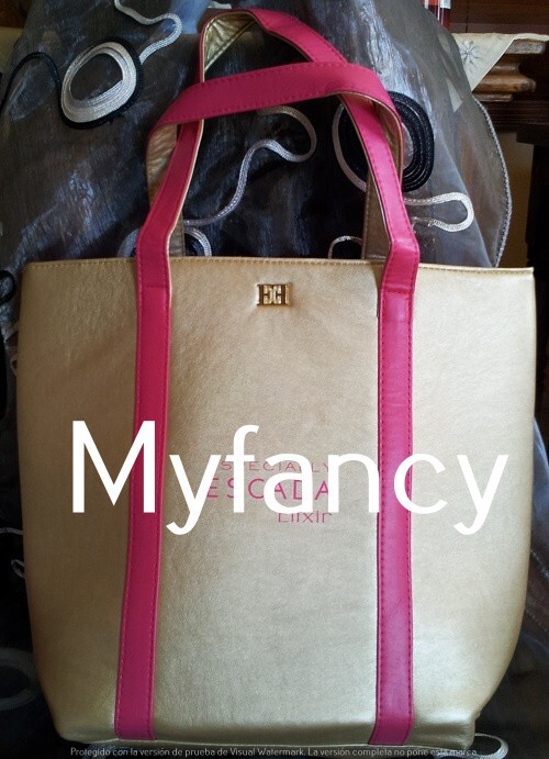 BOLSA ELIXIR DORADO Y FUCSIA