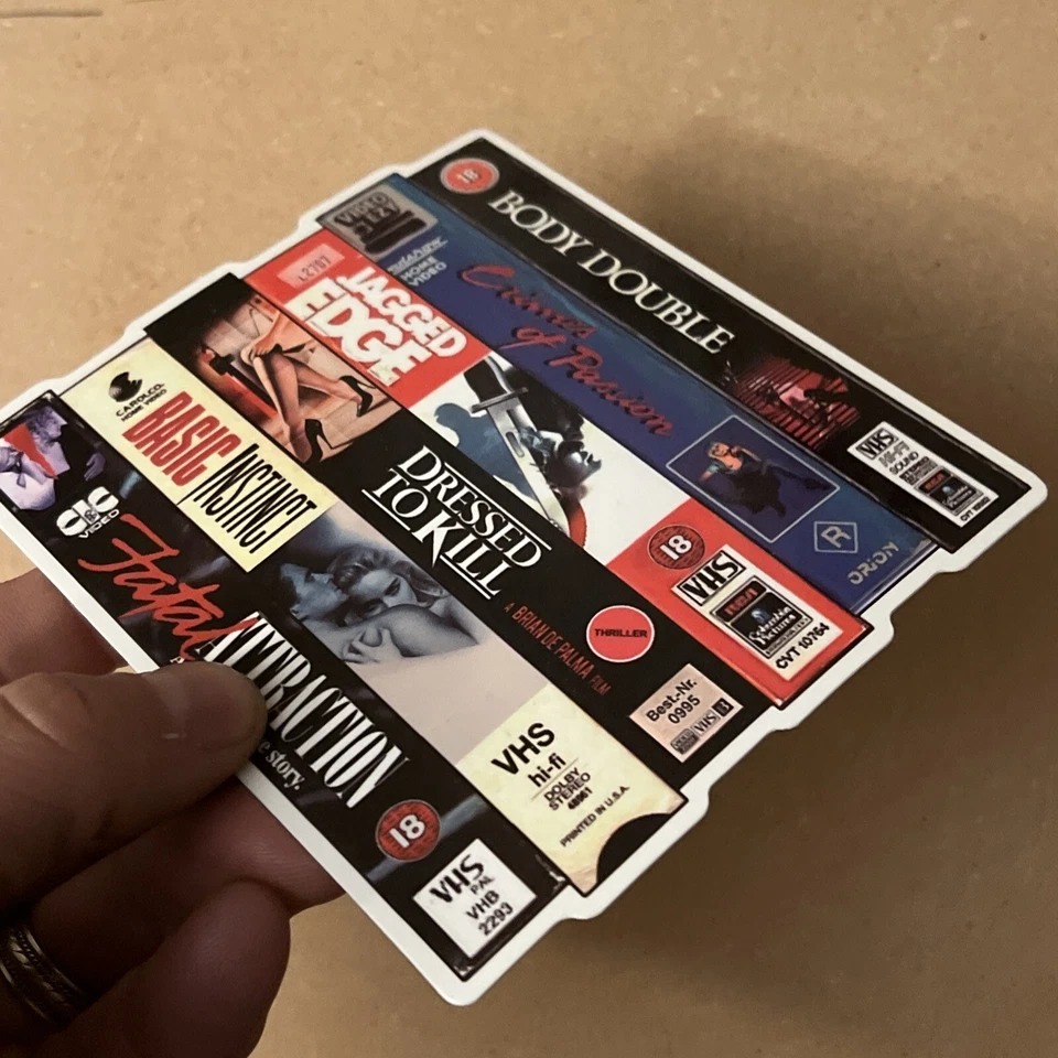 Erotic thrillers 80s Horror VHS Stack Sticker Fatal Attraction Dressed To Kill - Image 4 of 4