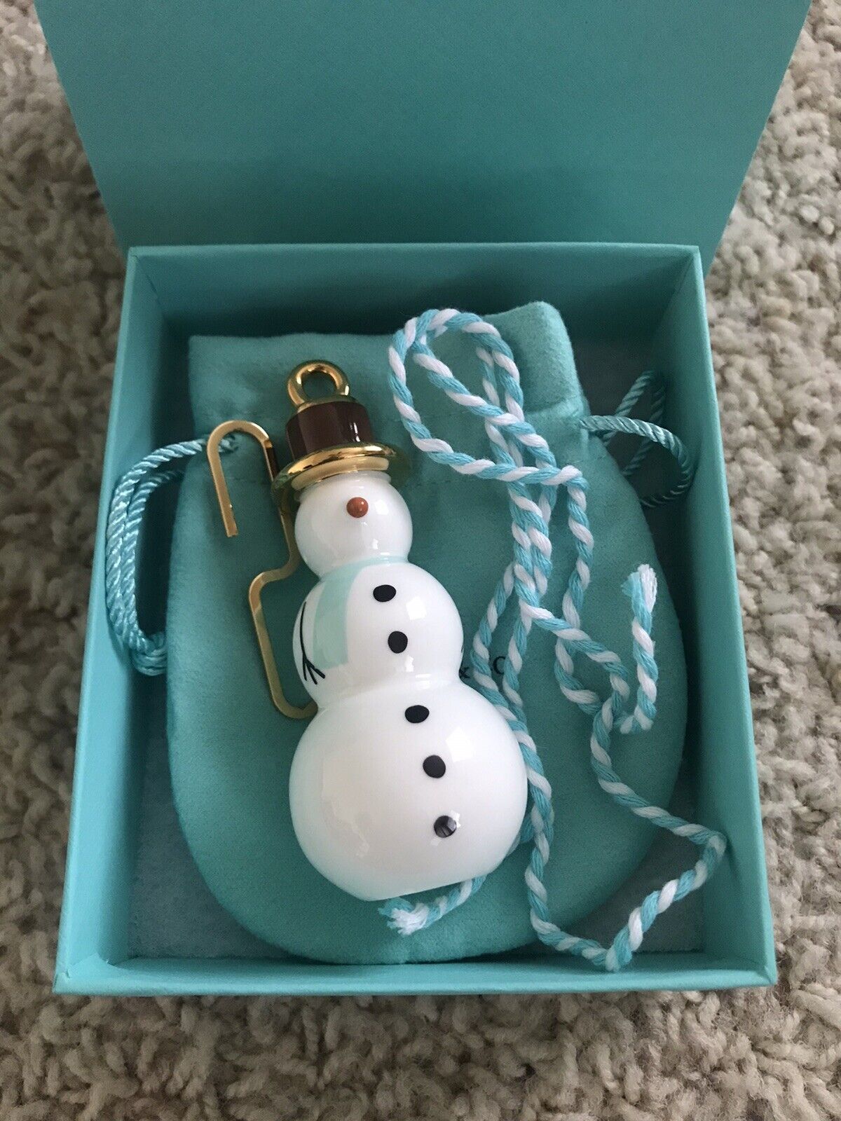 2022 Tiffany & Co Snowman Christmas Holiday Ornament Bone China