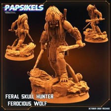 Papsikels impresos en 3D Cyberpunk ciencia ficción salvaje cráneo cazador lobo feroz - 28 mm
