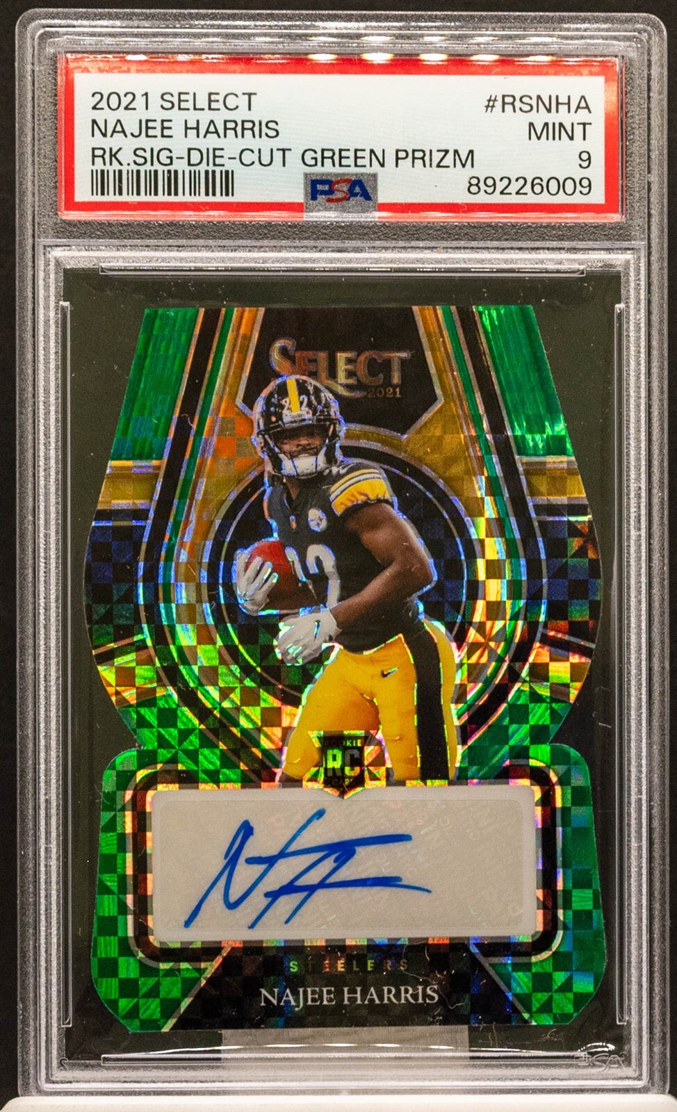 Najee Harris Panini Select Rookie Signatures #RSNHA Green Die Cut