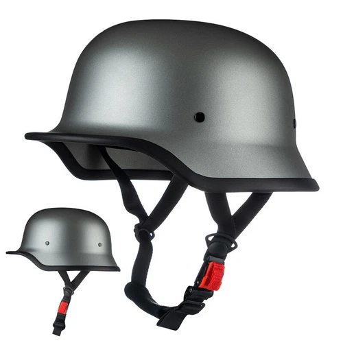 Caschi Moto Mezzo Teschio Tedesco Cappellino Adulto Scooter Chopper Motociclista Casco DOT - Foto 4 di 17