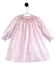 Petit Ami Pink Heart Bishop Smocked Dress with Bloomers  12 18 24 Months