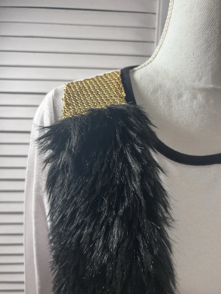 HELLO KITTY Girls Size XL (14-16) White Faux Fur Attached Vest Long Sleeve Top - Image 3 of 4