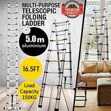 Profi 5M Alu Teleskopleiter Treppenleiter Anlegeleiter Mehrzweckleiter 2.5m+2.5m