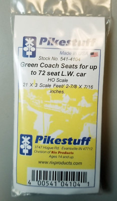 Pikestuff 541-4104 GREEN Railroad Passenger Car Coach Seats - 36 Seats HO Scale