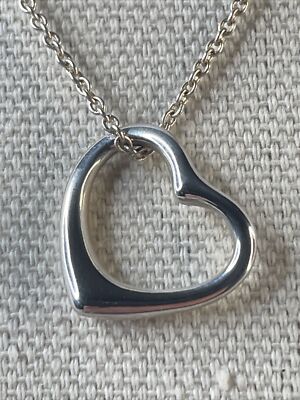 Solid Sterling Vintage Classic Freeform Heart Pendant Necklace