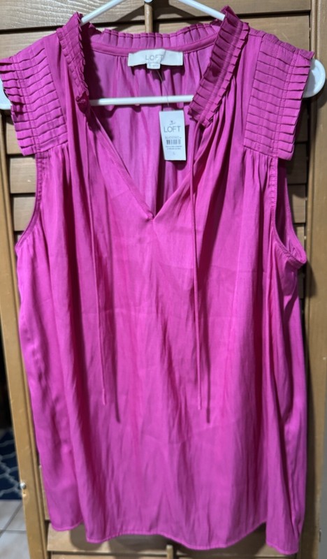 New Ann Taylor Loft Pink Sleeveless Tie Blouse Size L