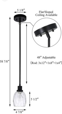 Xinbei Lighting Pendant Light Matte Black Hanging Light Kitchen Vaulted Ceilings