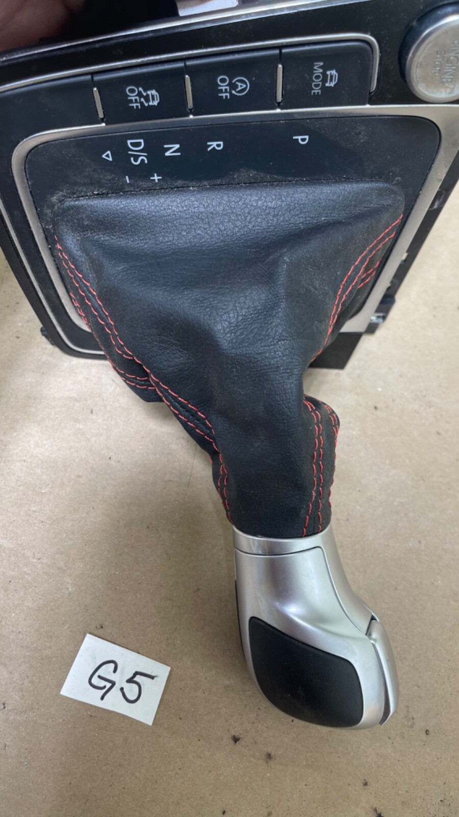 MK7 VW GTI DSG Automatic Shift Knob W/ Boot Shifter Red Stitching Oem