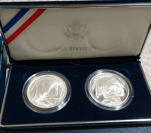 2001 Smithsonian American Buffalo 2 Coin Silver Dollar Set OGP & COA BXREK - Picture 2 of 12