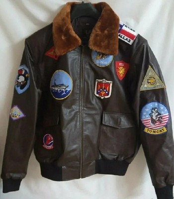 Top Gun Maverick Bomber Jacket for Men   Tom Cruise Fur Collar Leather Flight