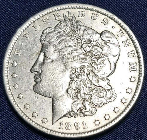 1891 morgan dollar AU VAM2 DBL EAR #40
