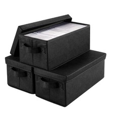 3PCS CD Storage Box Stackable CD Organizer Holds 105 Cases 14.37 x 6.3 x 5.5in