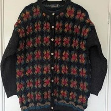 Vintage Tulchan L/XL Multicolour Wool Knit Cardigan pure wool