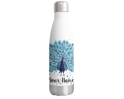 Pfau personalisierte individuelle Flasche mit Ihrem Text/Namen Pfau Vogel 500ml