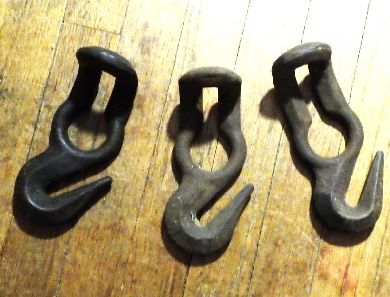 Antique Vintage forged Iron chain Hooks with keyhole slot Heavy Duty SEE