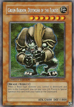 Green Baboon, Defender of the Forest RP02-EN099 Secret Rare Englisch NM unl.