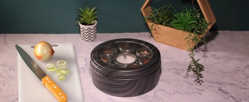 Authentic Indian Spice Tin Box Masala Dabba Spice Jars Stainless Steel Patterned - Picture 64 of 124