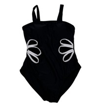 Beaudrm Kids Girls 13Y Black Floral Cut Out One Piece Bikini Swimsuit NWOT