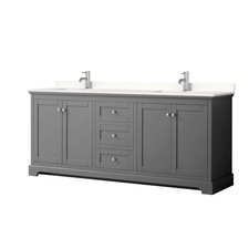 Wyndham Collection WCV232380D-QTZ-UNSMXX Avery 80" - Dark Gray / White Quartz