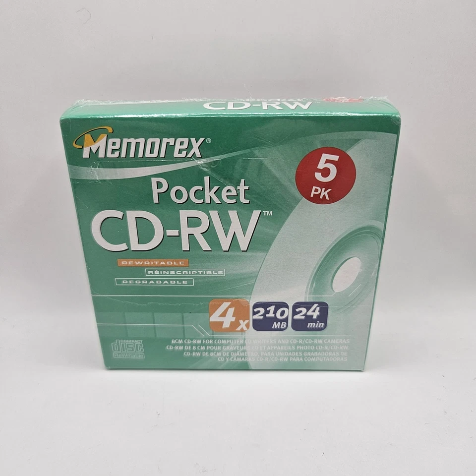 Memorex Pocket CD-RW 4x 210mb 24 Min 5 Pack Set Of 2 - Image 2 of 4