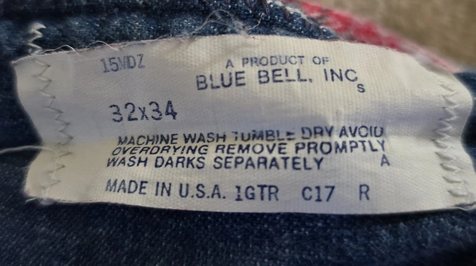 Jeans forrados de franela vintage Blue Bell, INC 32x34 hechos en EE. UU. Foto 4 de 4