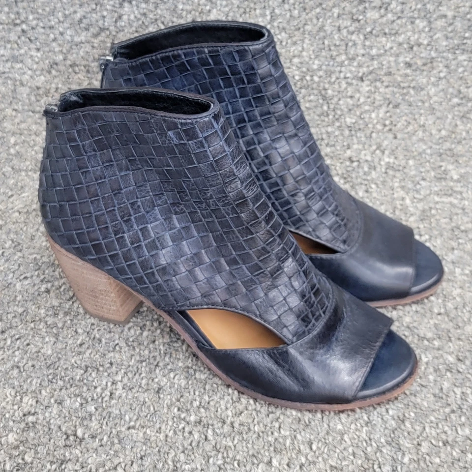 Botín Patricia Nash Rosetta Peep Toe 8,5 cuero azul Foto 3 de 4