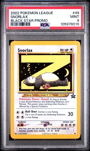 Pokemon card snorlax 49 Wizard Black Star promo PSA 9 MINT
