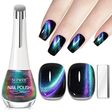 Cat Eye Nail Polish Non Gel with Magnet Quick Dry Cateye Magnetic Blue