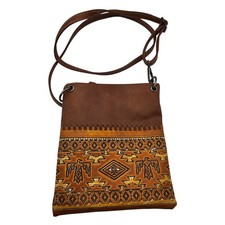 American Bling Womens Small Crossbody Nag Brown Aztec Western Print Brown