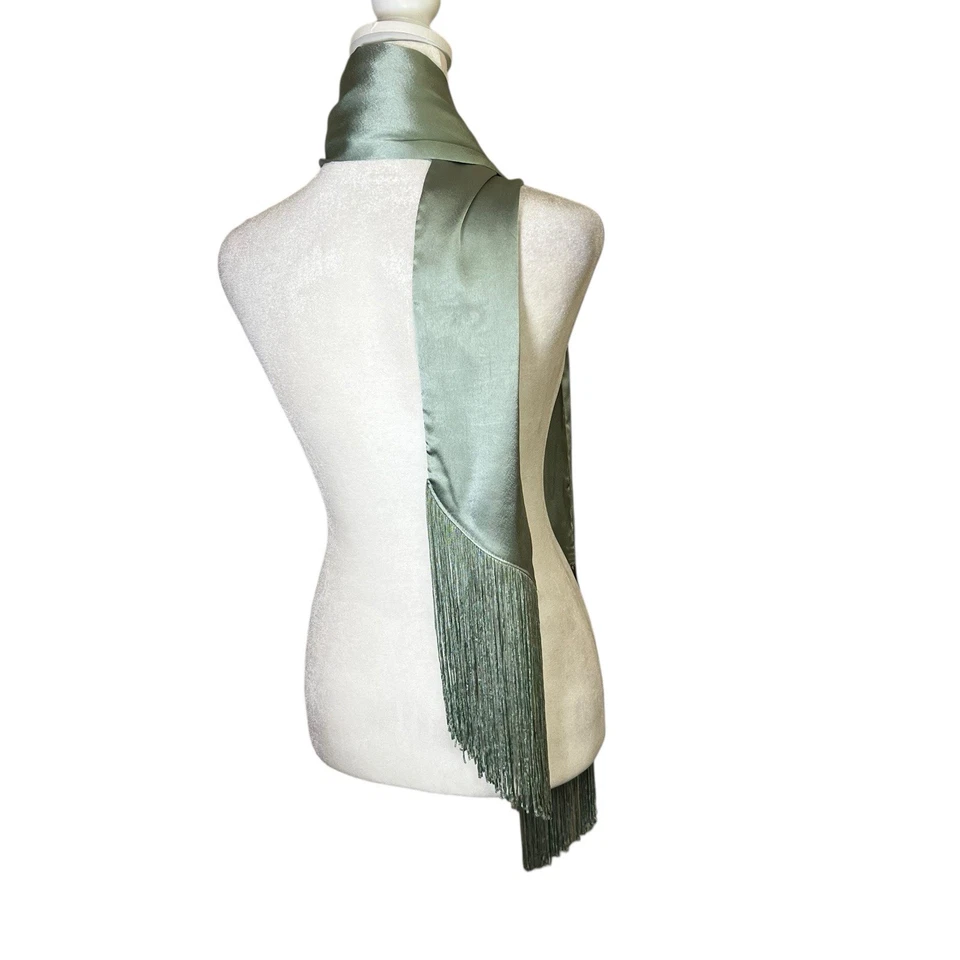 Free People Charmer Flecos Pañuelo Ajustado Verde Menta Elegante Noche Sedosa Glamour Foto 4 de 4