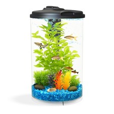 3-Gallon 360 Aquarium with LED Lighting Power Filter - 7 Color Options
