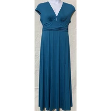 Anrabess Teal Blue Maxi Dress Womens L Short Sleeve