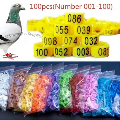 CROWN PET SUPPLIES 100Pcs Clip On 8mm Leg Rings Band Foot For Bird Bantam Chicks Quail Pigeon Doves