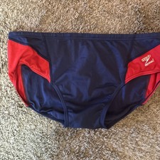 NEW Speedo Endurance Swim Briefs Men 34 Black Red Competition Training Team 44