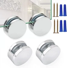 AccEncyc Frameless Mirror Mounting Hardware Kit 4 Pack Zinc Sliver 4 Pcs 