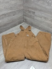 Carhartt Lined Overalls Double Knee Boys Youth Sz 10 OX8625-B Free Shipp READ