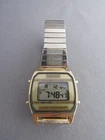 VINTAGE SEIKO CHRONOGRAPH GOLD TONE DIGITAL FLEX BAND WRISTWATCH WORKING