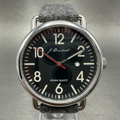 J. Brackett Camden Watch Men 42mm Black Dial Silver Tone Date Round New Battery
